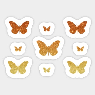 Orange Ombre Faux Glitter Butterflies Sticker